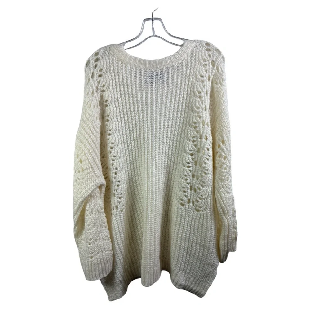Anthropologie PILCRO Devenne Oversized Chunky Pointelle Crewneck Sweater Large - Picture 3 of 6